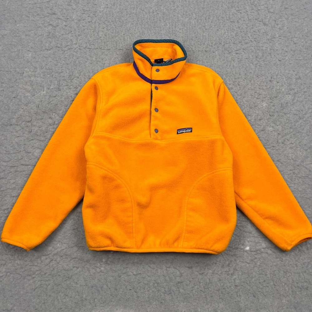 VTG Patagonia Synchilla Snap-T Youth Kids 12 Orange Fleece Pullover Jacket Retro